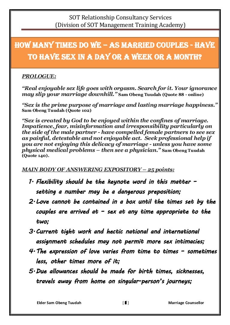 Sex training for married couples